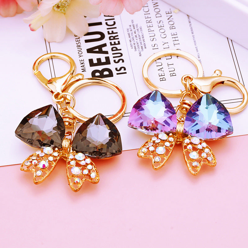 Wholesale Diamond Colored Butterfly Car Metal Cute Bag Key Chain Ring
